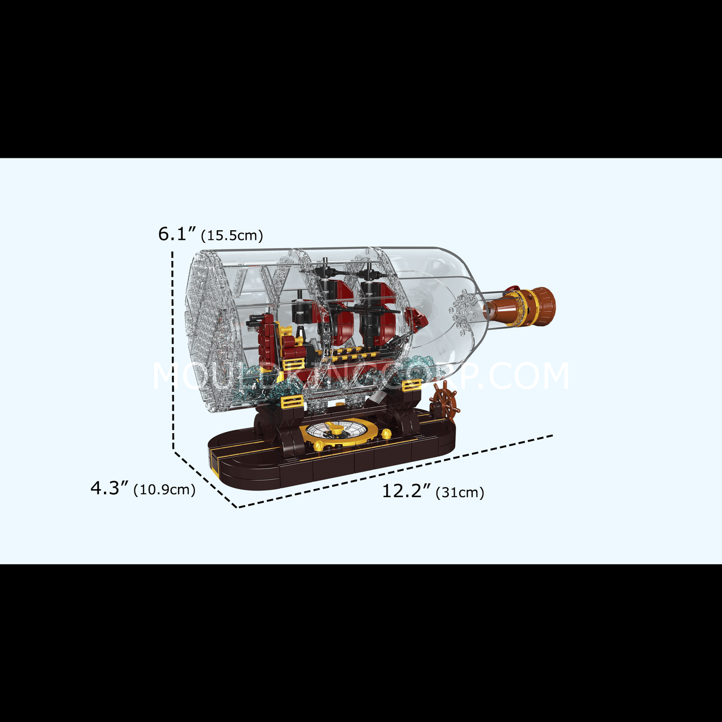 Mould King 10085 The Mini Queen Revenger Ship-In-a-Bottle Building Set | 885 Pcs