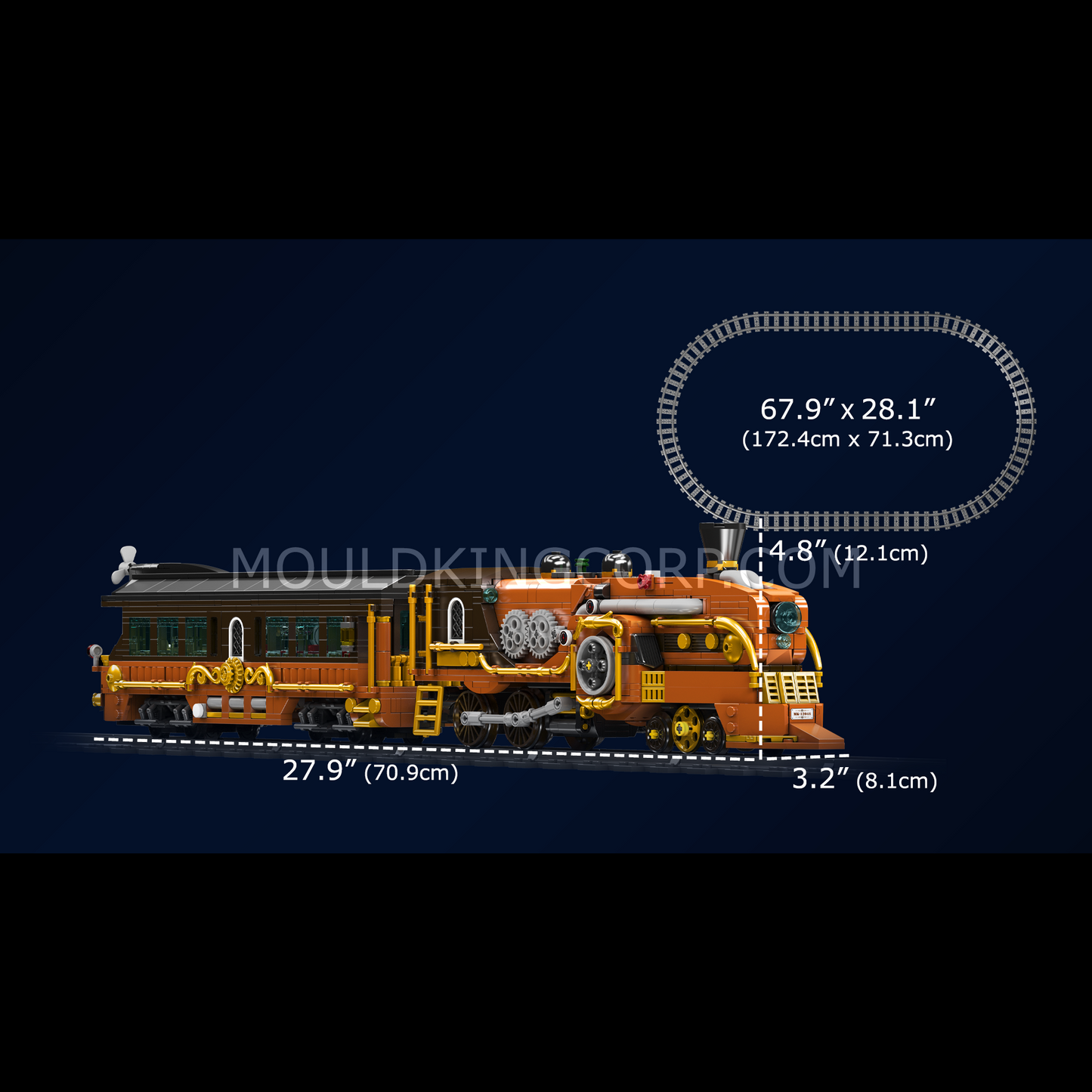 Mould King 12046 Steampunk Steam Train Building Set | 1,954 Pcs