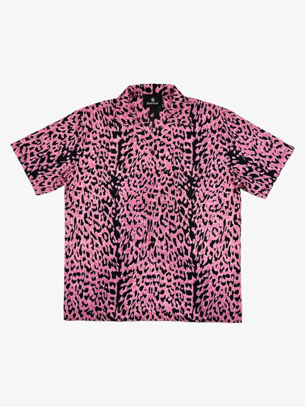 Cyber Punk Leopard Print Camp Collar Boxy Shirt