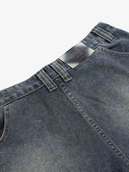 Frayed Layered Paneled Denim Jorts