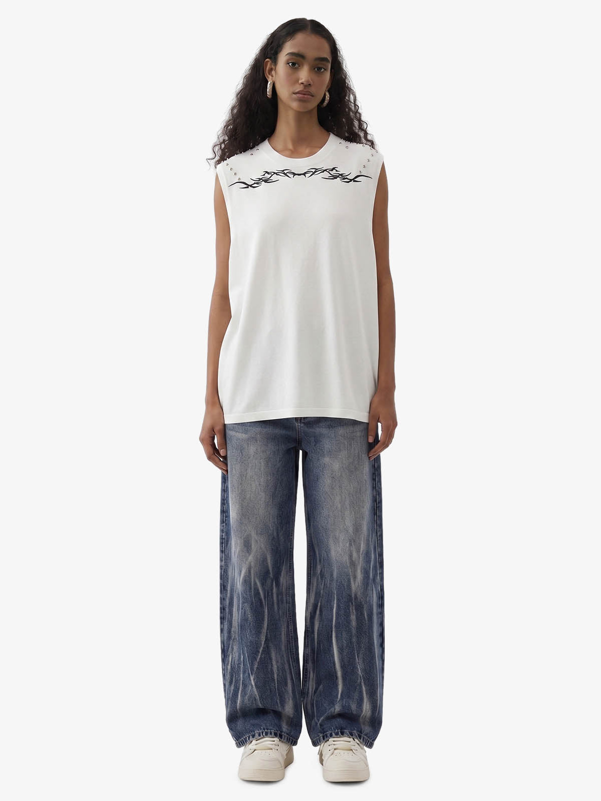 Studded Tribal Sleeveless T-Shirt