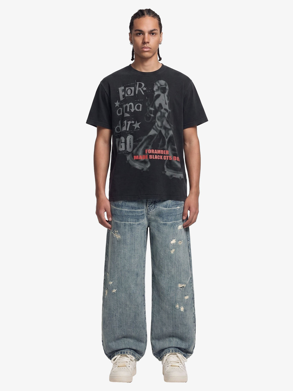 Cyber Portrait Graphic Oversized T-Shirt