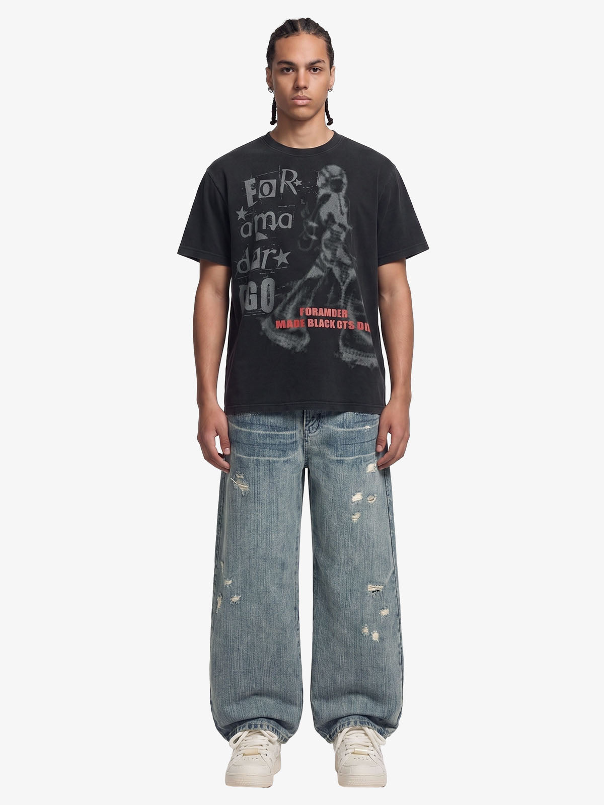 Cyber Portrait Graphic Oversized T-Shirt