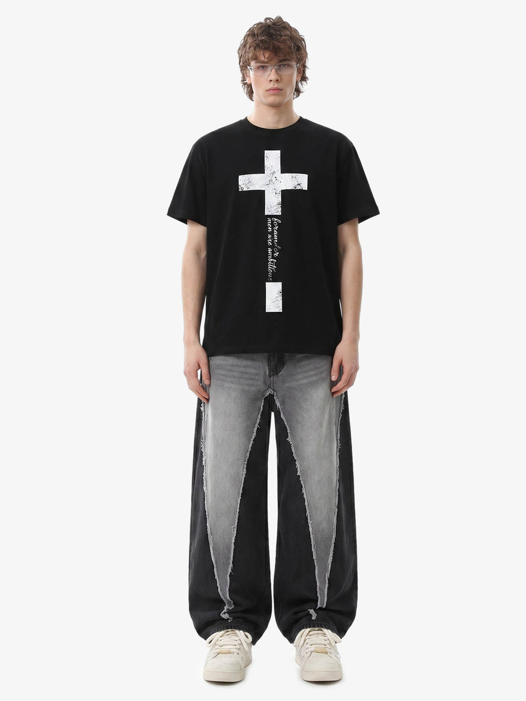 Distressed Cross Graphic T-Shirt