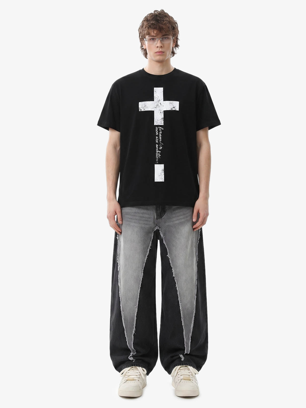 Distressed Cross Graphic T-Shirt
