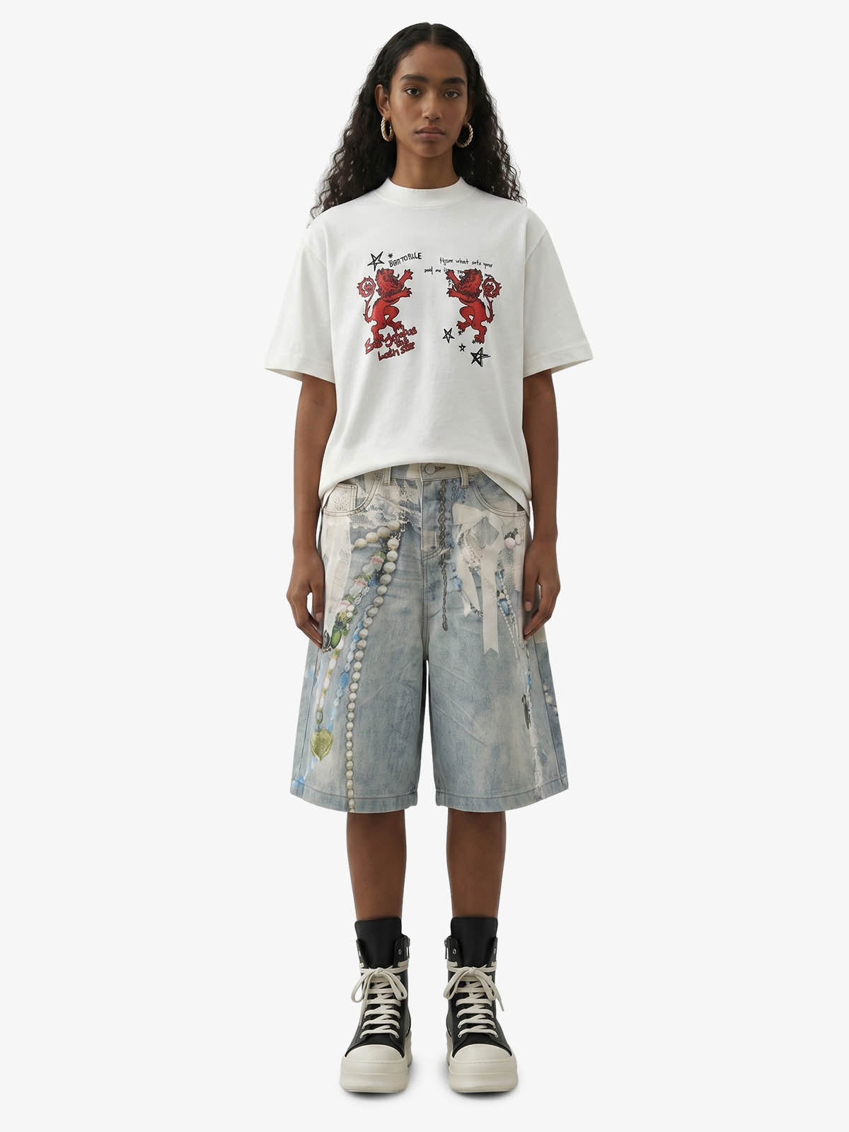 Heraldic Lion Acid-Wash Jersey T-Shirt