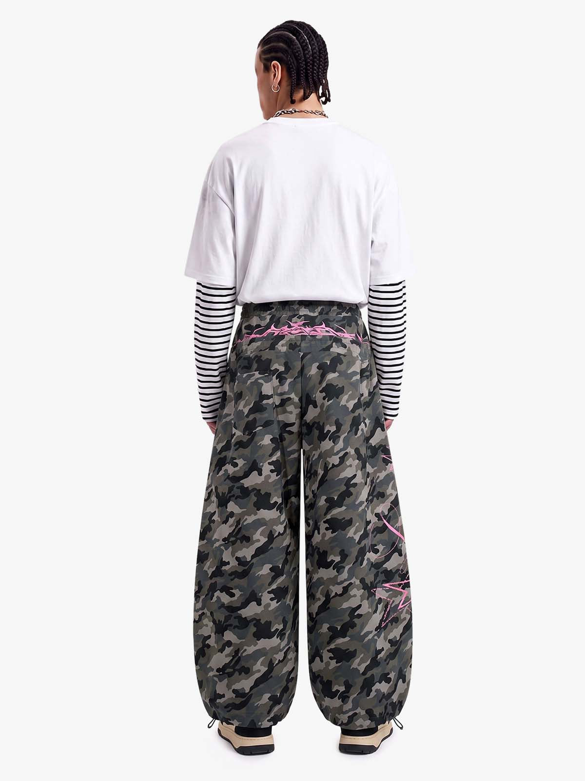 Y2K Camo Pink Print Barrel Sweatpants