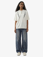 Graphic Floral Knit Henley T-Shirt