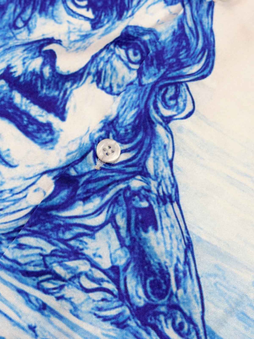 Blue Sketch Mythological Camp Collar Boxy Shirt