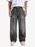 Denim Distressed Belt Diamond Decorated Jeans