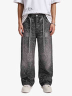 Denim Distressed Belt Diamond Decorated Jeans