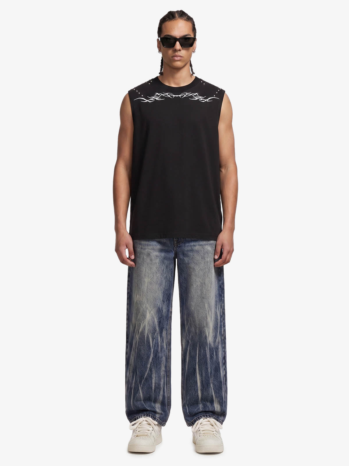 Studded Tribal Sleeveless T-Shirt