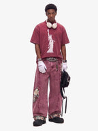 Boho Tapestry Patch Denim Jeans