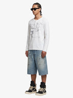 Supermade Industrial Text Print Long Sleeve Henley T-Shirt