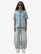 Porcelain Floral Camp Collar Boxy Shirt