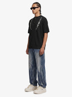 Graphic Floral Knit Henley T-Shirt