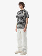 Grunge Striped Distressed Graphic T-Shirt