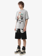 Stamp Print Patch Pocket Knit Shorts