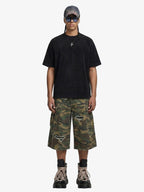 Retro Ripped Camouflage Cropped Shorts- 2387