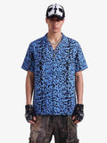 Cyber Punk Leopard Print Camp Collar Boxy Shirt