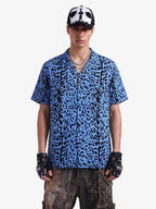 Cyber Punk Leopard Print Camp Collar Boxy Shirt