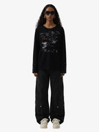 Supermade Industrial Text Print Long Sleeve Henley T-Shirt