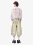 Flower Patch Distressed Denim Shorts