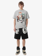 Stamp Print Patch Pocket Knit Shorts