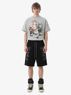 Rhinestone Graphic Knit Shorts