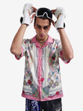 Baroque Floral Satin Camp Collar Boxy Shirt