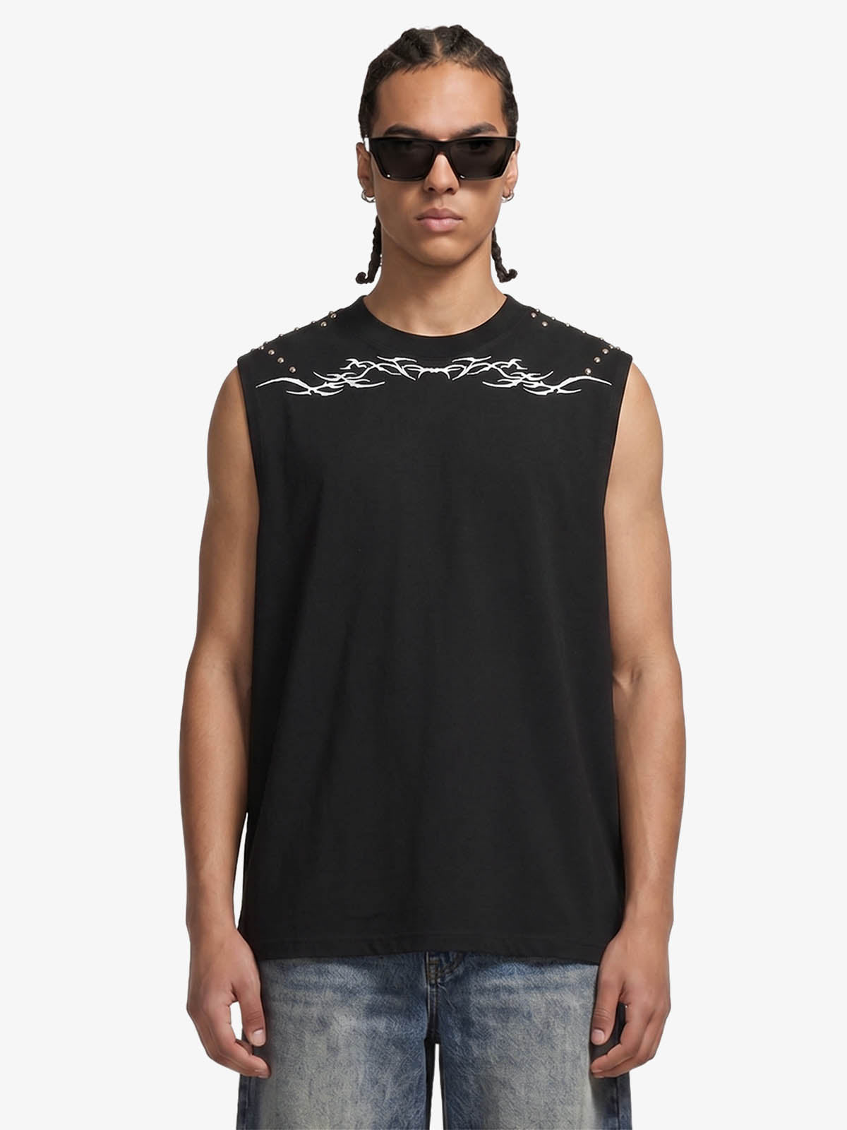Studded Tribal Sleeveless T-Shirt