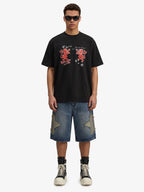 Heraldic Lion Acid-Wash Jersey T-Shirt