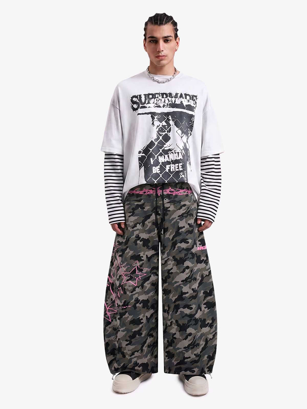 Y2K Camo Pink Print Barrel Sweatpants