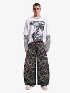 Y2K Camo Pink Print Barrel Sweatpants