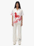Horse Print Camp Collar Boxy Shirt