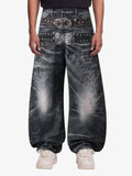 Butterfly Illusion Graphic Print Baggy Jeans
