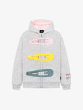 Detachable Hair Clip Decoration Zip Up Hoodie
