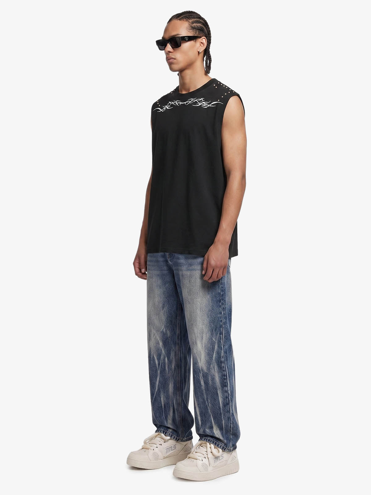 Studded Tribal Sleeveless T-Shirt