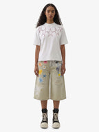 Flower Patch Distressed Denim Shorts