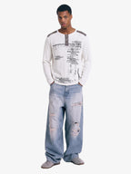Vintage Graphic Henley Long Sleeve T-Shirt
