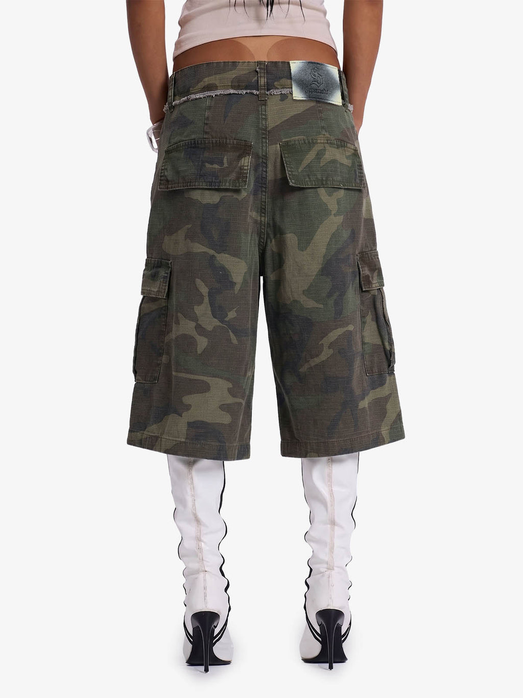 Camo 3/4 Length Cargo Pocket Shorts
