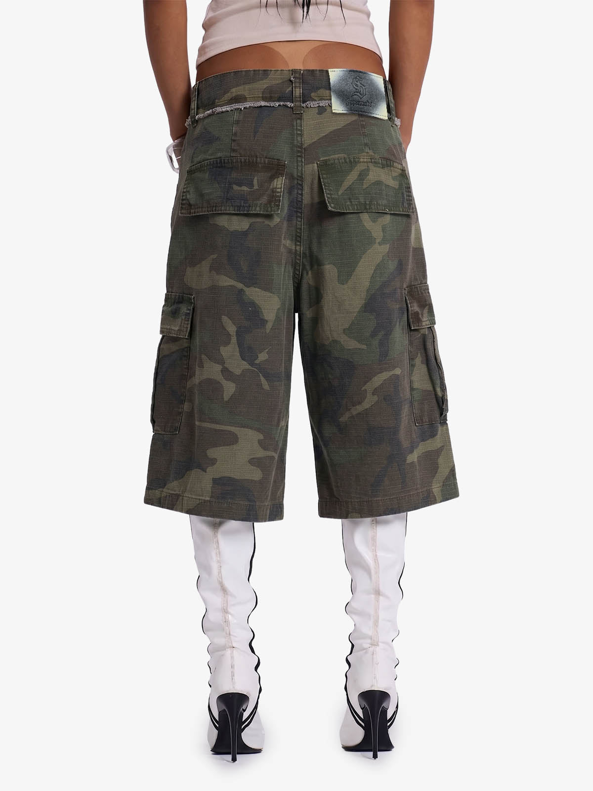Camo 3/4 Length Cargo Pocket Shorts
