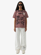 Grunge Striped Distressed Graphic T-Shirt