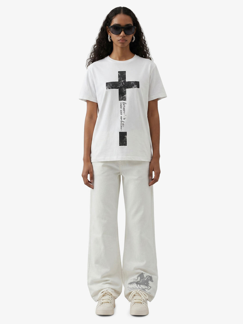 Distressed Cross Graphic T-Shirt