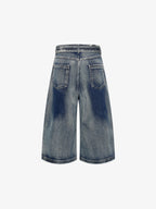 Belted Curved Seam Wide Leg Jorts