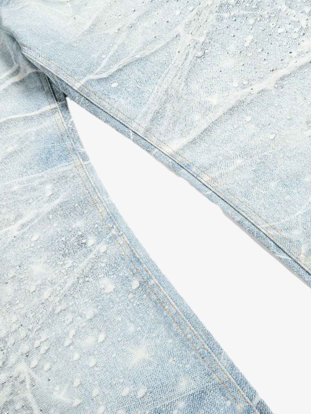 Vintage Washed Rhinestone Wide Leg Denim Jeans