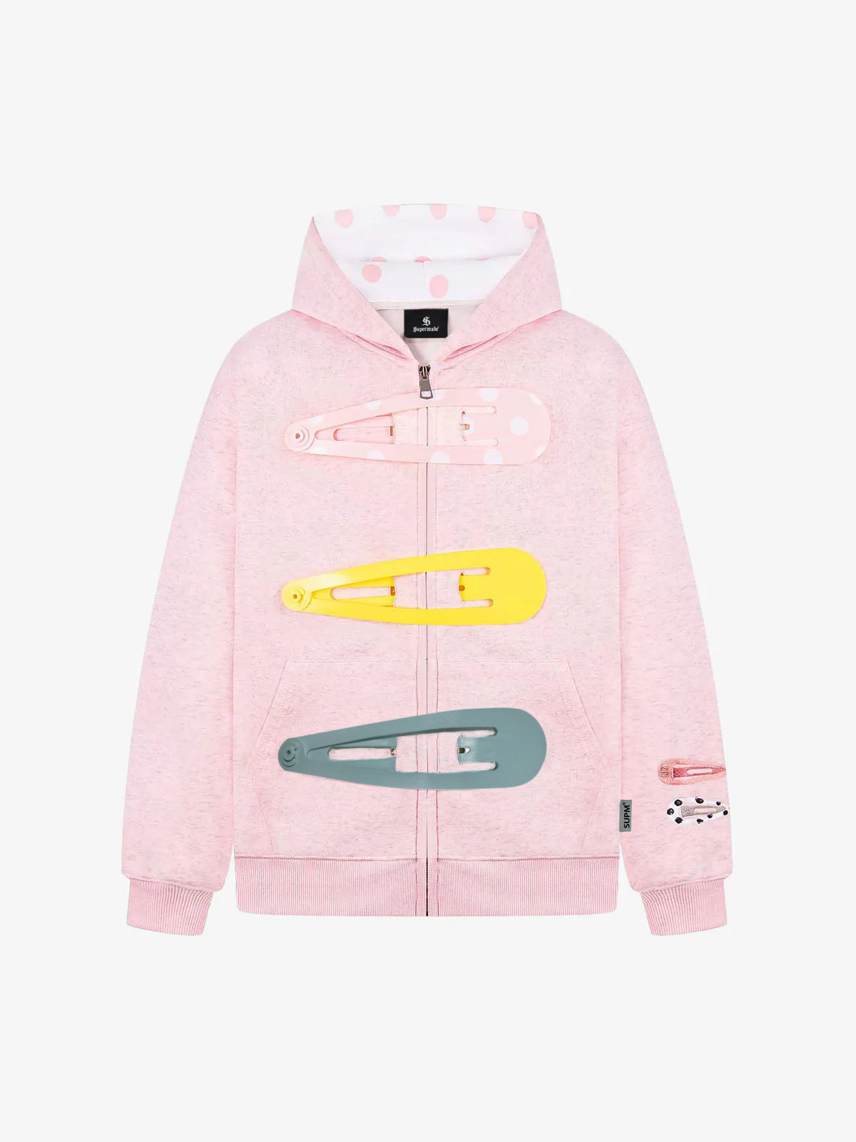 Detachable Hair Clip Decoration Zip Up Hoodie