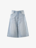 Panel Stitch Wide Leg Denim Jorts