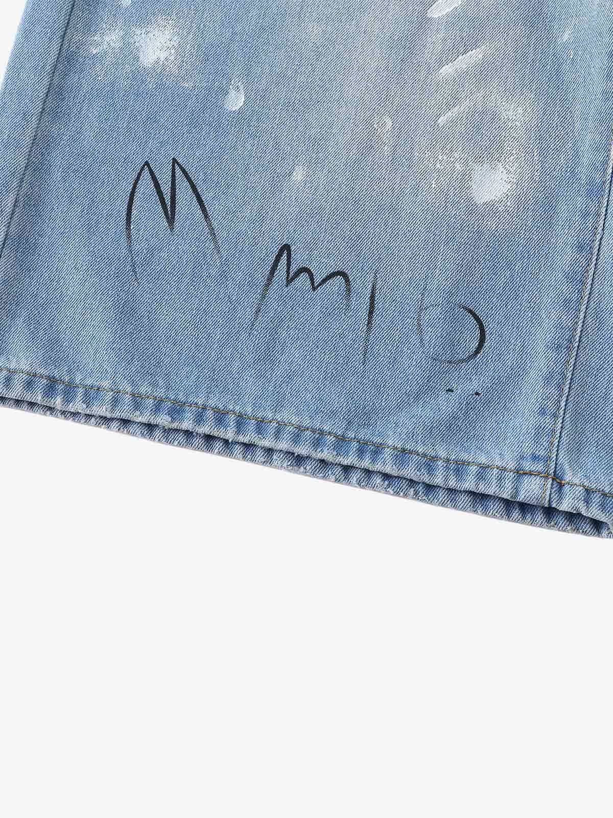 Light Wash Distressed Denim Shorts