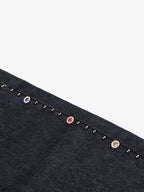 Dark Wash Denim Bermuda Shorts with Side Stripe Rhinestone Detail